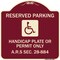 Signmission Reserved Parking Handicap Plate or Permit A.R.S Sec. 28-884 Aluminum Sign, 18" x 18", BU-1818-23068 A-DES-BU-1818-23068 - alternate 1